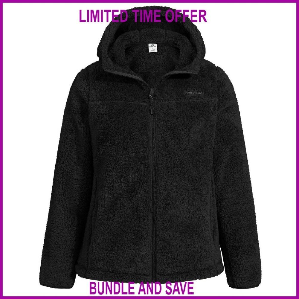 Women's Full Zip Hooded Fleece Jacket Lightweight Warm Soft Fuzzy Coat